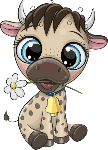 (s133-13-A) Cute Cartoon Cow