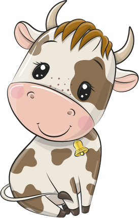 (s133-13-D) Cute Cartoon Cow