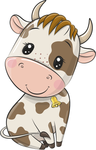 (s133-13-D) Cute Cartoon Cow