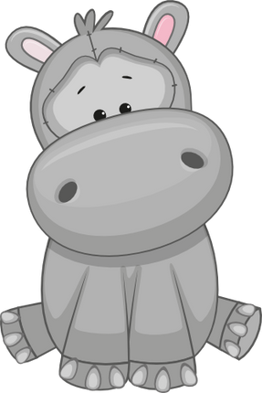 (s133-14-A) Cute Cartoon Hippo