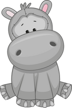 (s133-14-A) Cute Cartoon Hippo