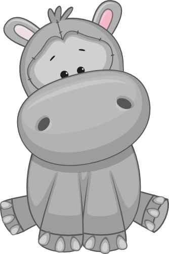 (s133-14-A) Cute Cartoon Hippo