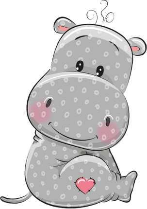 (s133-14-B) Cute Cartoon Hippo