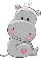 (s133-14-B) Cute Cartoon Hippo