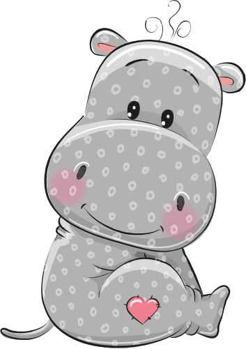 (s133-14-B) Cute Cartoon Hippo