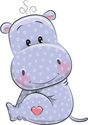 (s133-14-D) Cute Cartoon Hippo