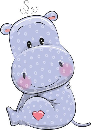 (s133-14-D) Cute Cartoon Hippo