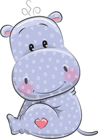 (s133-14-D) Cute Cartoon Hippo