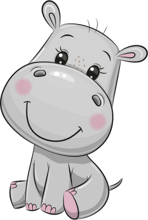 (s133-14-F) Cute Cartoon Hippo