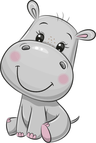 (s133-14-F) Cute Cartoon Hippo