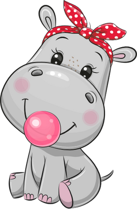 (s133-14-I) Cute Cartoon Hippo Headband Bubblegum