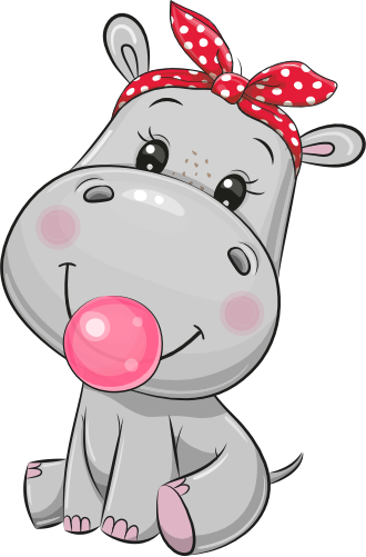 (s133-14-I) Cute Cartoon Hippo Headband Bubblegum