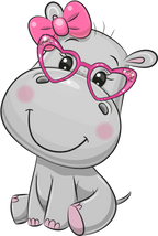 (s133-14-J) Cute Cartoon Hippo Pink Bow Glasses