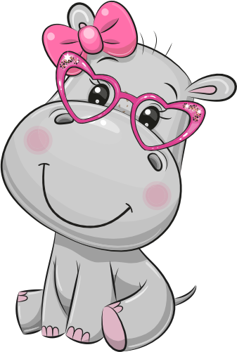 (s133-14-J) Cute Cartoon Hippo Pink Bow Glasses