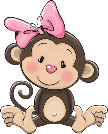 (s133-15-E) Cute Cartoon Monkey Pink Bow