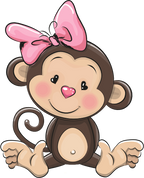 (s133-15-E) Cute Cartoon Monkey Pink Bow