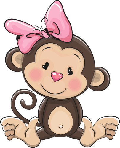 (s133-15-E) Cute Cartoon Monkey Pink Bow