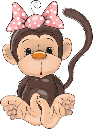 (s133-15-F) Cute Cartoon Monkey Pink Bow