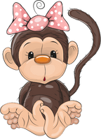 (s133-15-F) Cute Cartoon Monkey Pink Bow