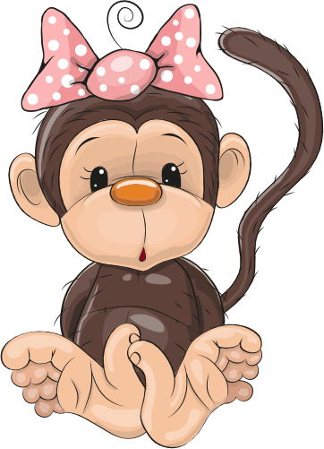 (s133-15-F) Cute Cartoon Monkey Pink Bow