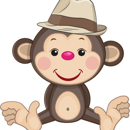 (s133-15-I) Cute Cartoon Monkey Fedora Hat