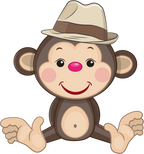 (s133-15-I) Cute Cartoon Monkey Fedora Hat