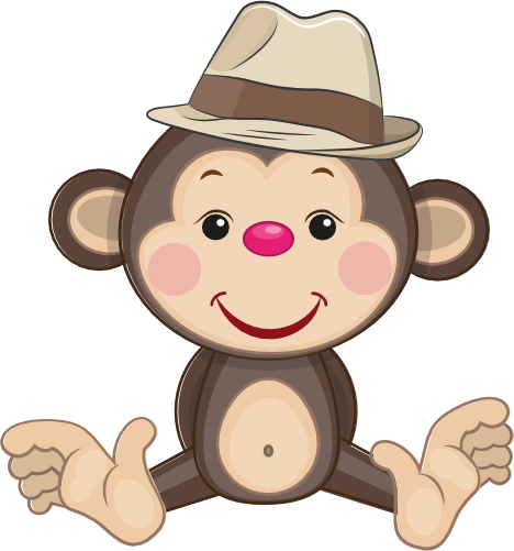 (s133-15-I) Cute Cartoon Monkey Fedora Hat