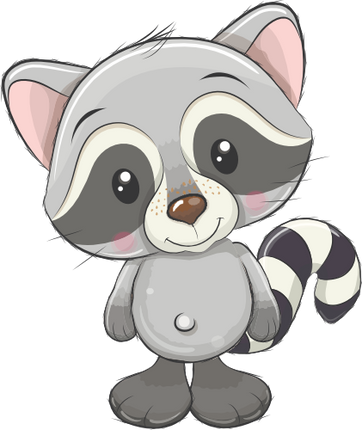 (s133-16-A) Cute Cartoon Racoon