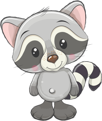 (s133-16-A) Cute Cartoon Racoon