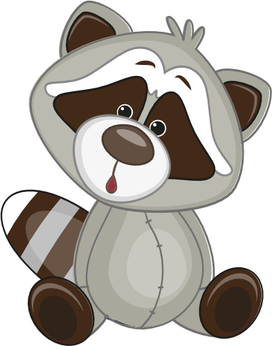 (s133-16-B) Cute Cartoon Racoon