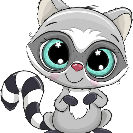 (s133-16-C) Cute Cartoon Racoon