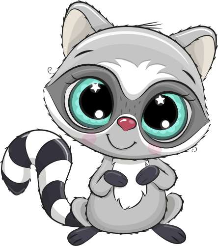(s133-16-C) Cute Cartoon Racoon