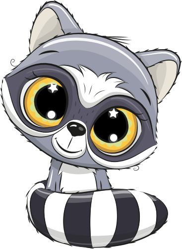(s133-16-D) Cute Cartoon Racoon