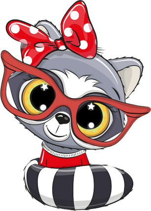 (s133-16-H) Cute Cartoon Racoon Red Bow Glasses