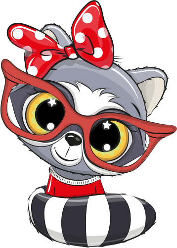 (s133-16-H) Cute Cartoon Racoon Red Bow Glasses