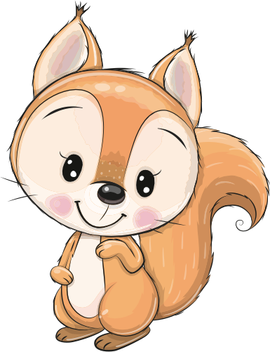 (s133-18-A) Cute Cartoon Squirrel