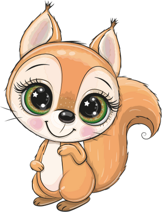 (s133-18-B) Cute Cartoon Squirrel
