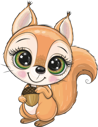 (s133-18-C) Cute Cartoon Squirrel Acorn