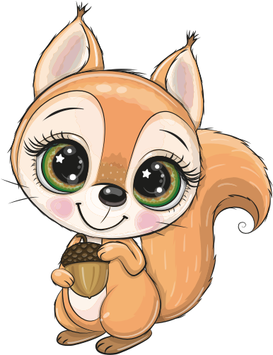 (s133-18-C) Cute Cartoon Squirrel Acorn