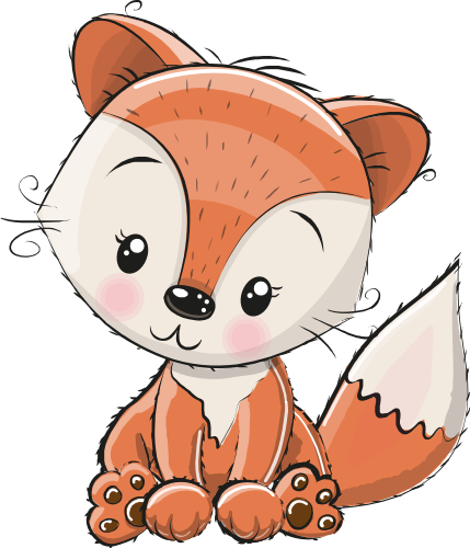 (s133-19-A) Cute Cartoon Fox