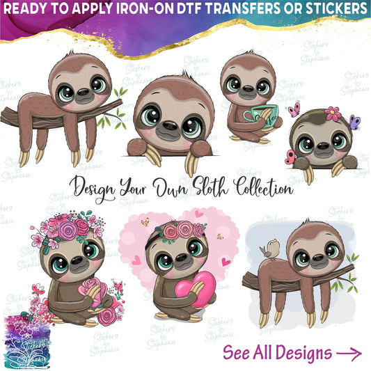 (s133-01) Illustrated Cartoon Sloth Collection 54 Mix-n-Match Accessories