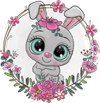 (s133-02-G) Cute Cartoon Bunny Rabbit Flower Wreath