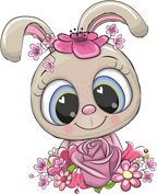 (s133-02-H) Cute Cartoon Bunny Rabbit Flowers