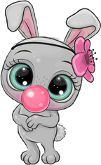 (s133-02-I) Cute Cartoon Bunny Rabbit Flower Headband Bubblegum
