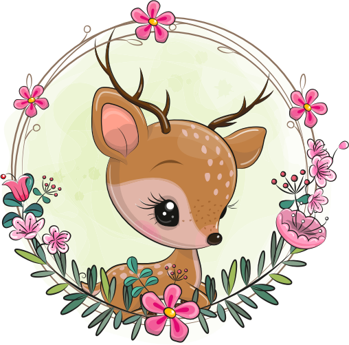 (s133-20-F) Cute Cartoon Deer Flower Wreath