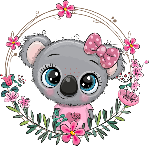 (s133-21-E) Cute Cartoon Koala Flower Wreath