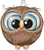 (s133-24-1B) Cute Cartoon Owl
