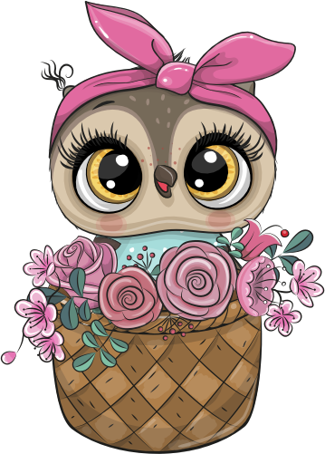 (s133-24-1N) Cute Cartoon Owl Flower Basket