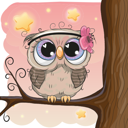 (s133-24-1O) Cute Cartoon Owl