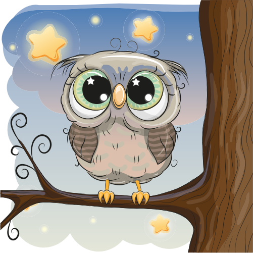 (s133-24-1Q) Cute Cartoon Owl